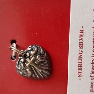 Sterling Silver Grace Heart Cross Charm Confirmation